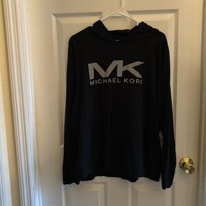Michael Michael Kors Men’s black long sleeve hooded graphic print shirt size: XL